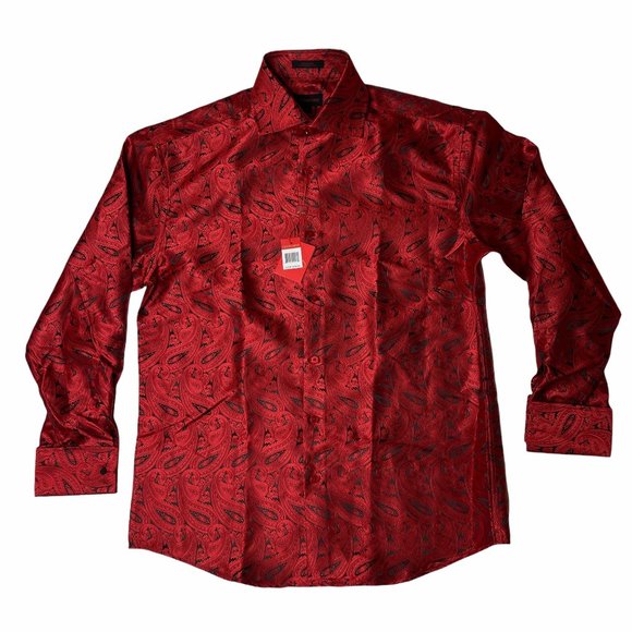 Leonardi Other - Leonardi Mens Dress Shirt Large Red Paisley Shiny